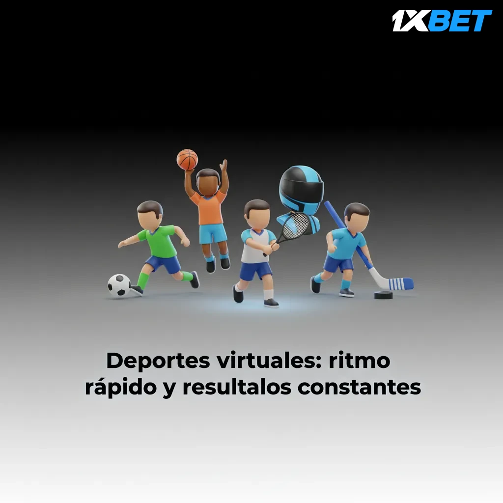 Ilustración de deportes virtuales: fútbol, caballos, perros y tenis; ritmo rápido y resultados constantes 24/7