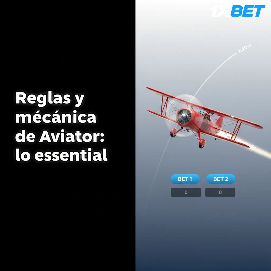 Infografía de Aviator: avión despegando, multiplicador sube, cashout manual/auto, dos apuestas y historial de rondas.