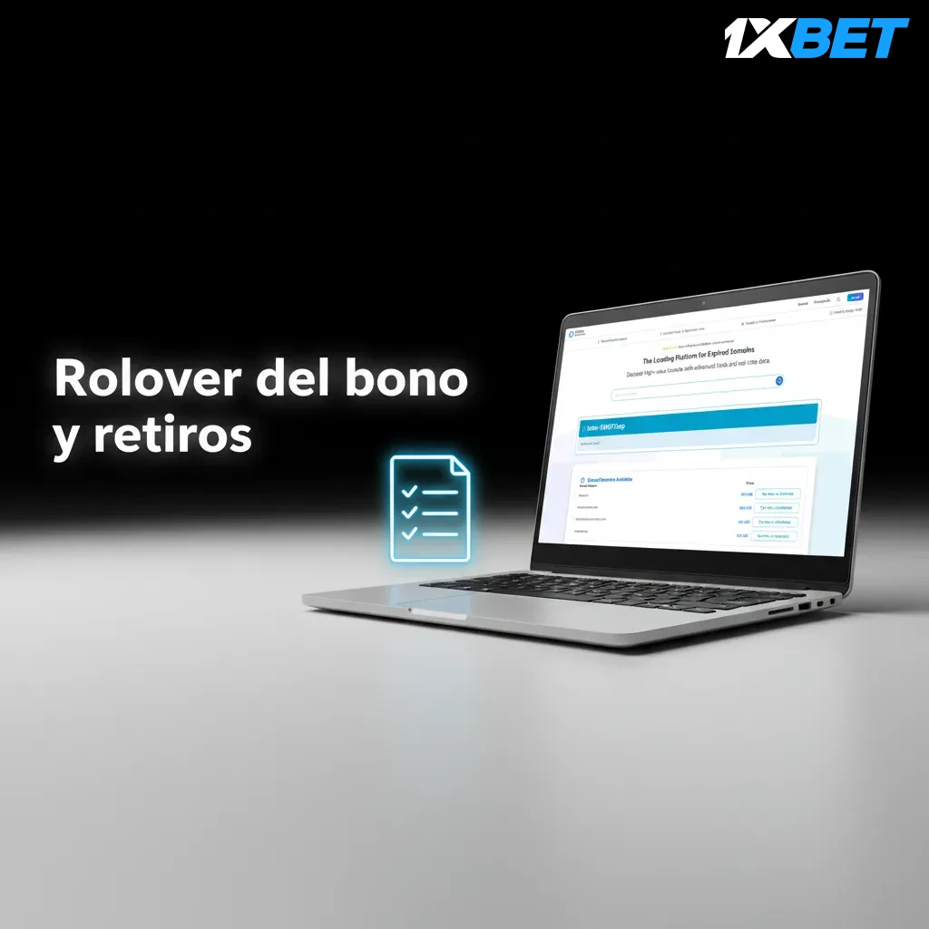 Infografía: Rollover del bono y retiros 1xBet; saldos separados, deportes 5x, casino 35x, 30 días, retiro tras cumplir.