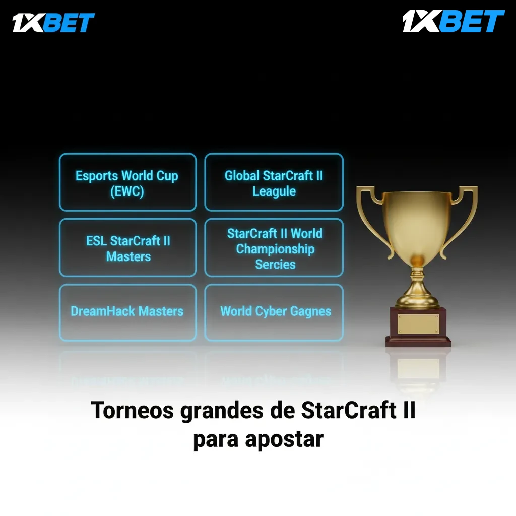 Gráfico de torneos StarCraft II para apostar: EWC, GSL, ESL Pro Tour, IEM Katowice, TSL, eventos online y calendario.