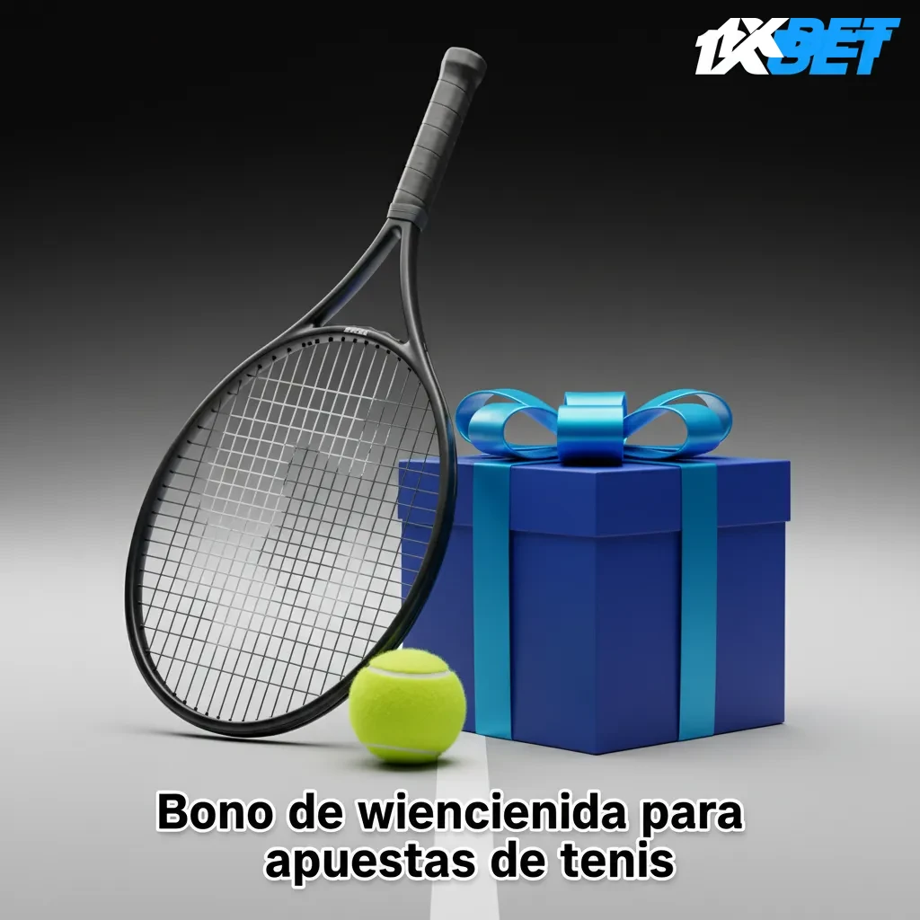 Banner de 1xbet: bono de bienvenida 100% del primer depósito para apuestas de tenis; rollover y requisitos aplican.