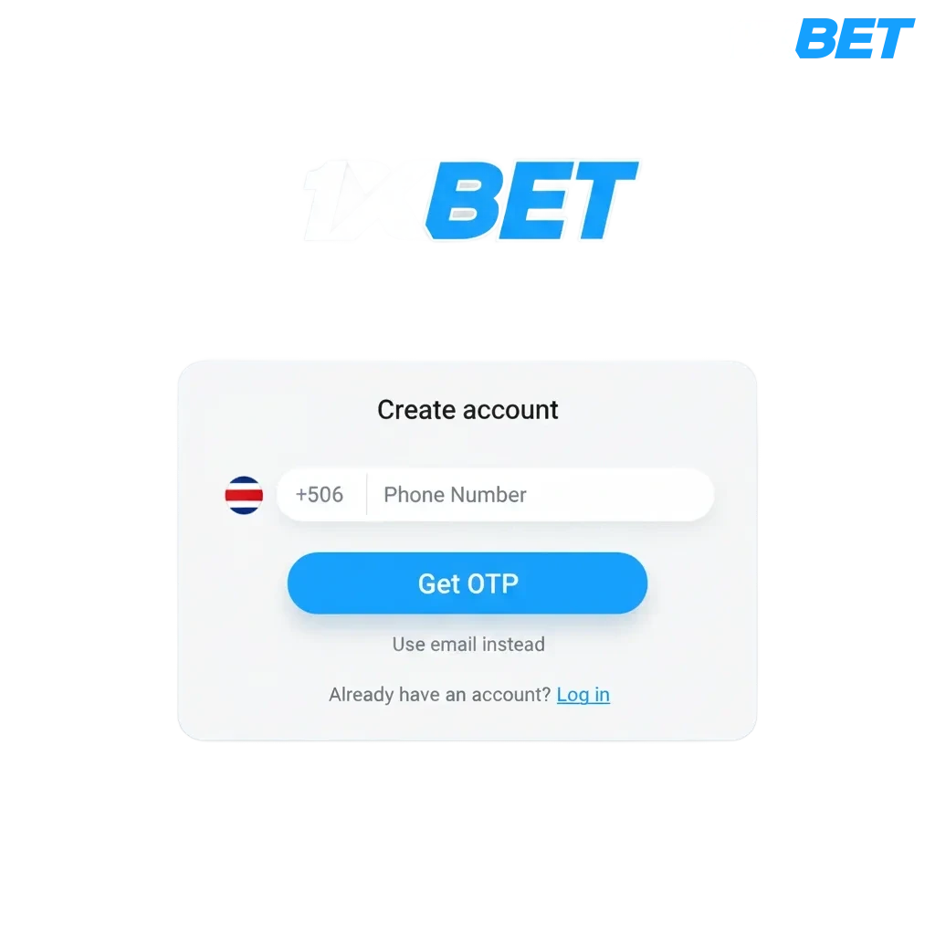 Banner de 1xbet Costa Rica: registro rápido, verificación segura, apuestas y casino; bono de bienvenida 70.000 CRC