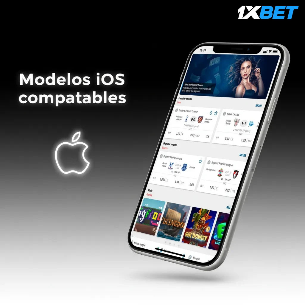 Lista de modelos iOS compatibles: iPhone X, XR, XS, series 11–15 y iPad; la app se puede instalar si está en la lista.