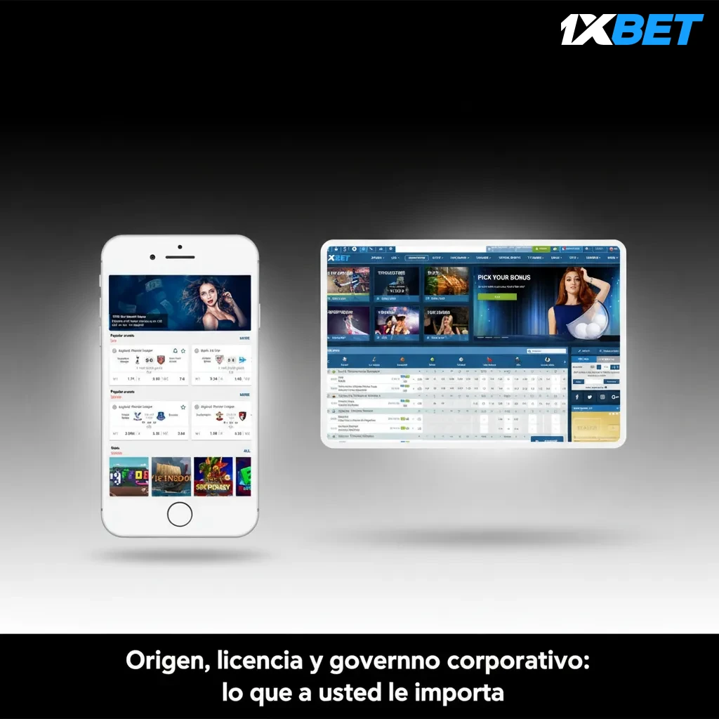 Infografía de 1xBet: origen, licencia en Curazao, 1XCorp N.V., fundador Roman Semiokhin, sedes en Curazao y Chipre.