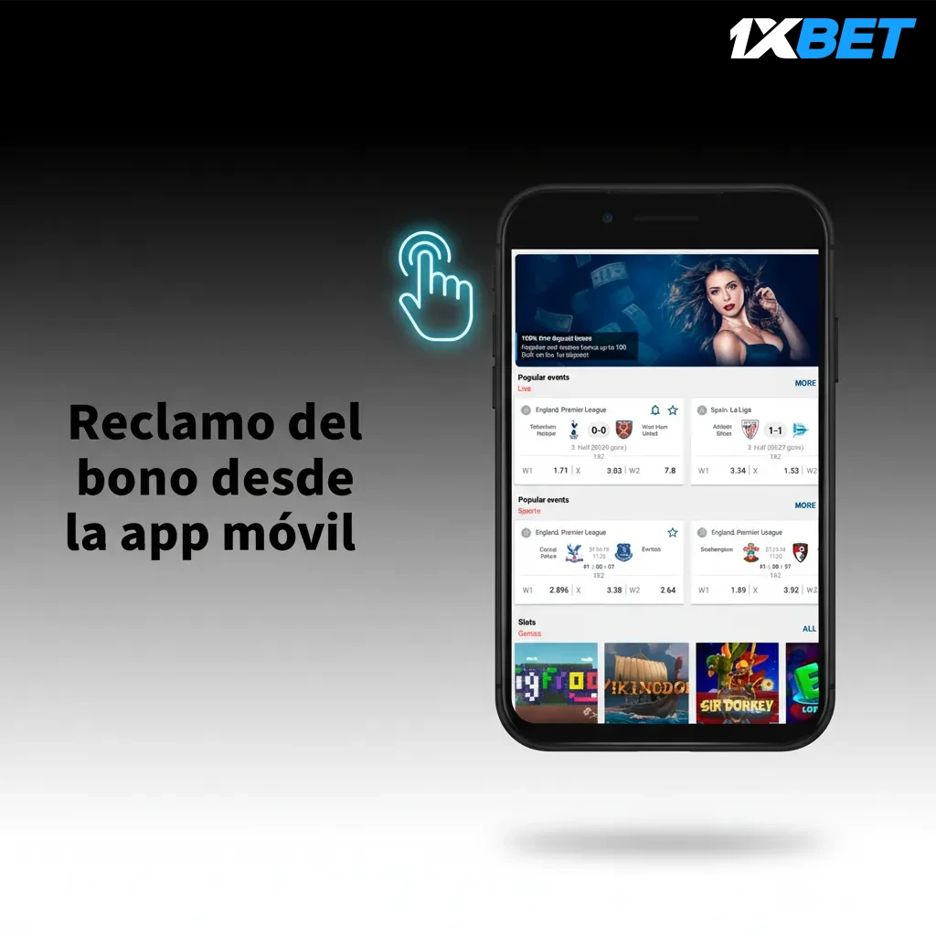 App móvil 1xbet en iOS y Android con pasos para registrarse, depositar 3 500 CRC y reclamar el bono de bienvenida.