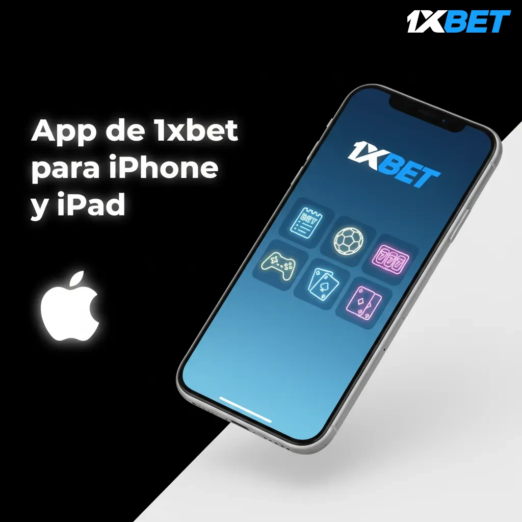 App 1xBet para iPhone y iPad: apuestas, casino y streaming; iOS 12+, Face ID/Touch ID, depósitos y retiros.