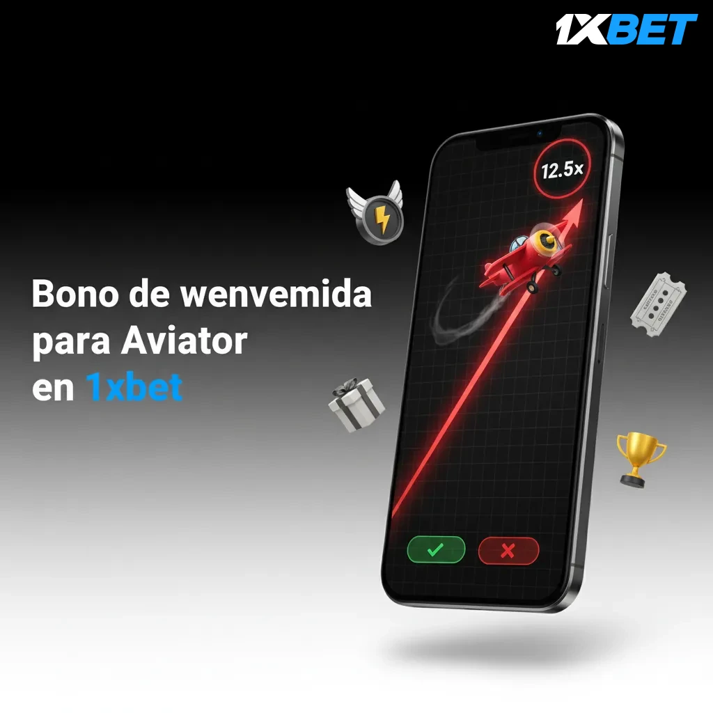Bono de bienvenida Aviator en 1xBet: 100% hasta 70 000 CRC; depósito mínimo 5 000 CRC.