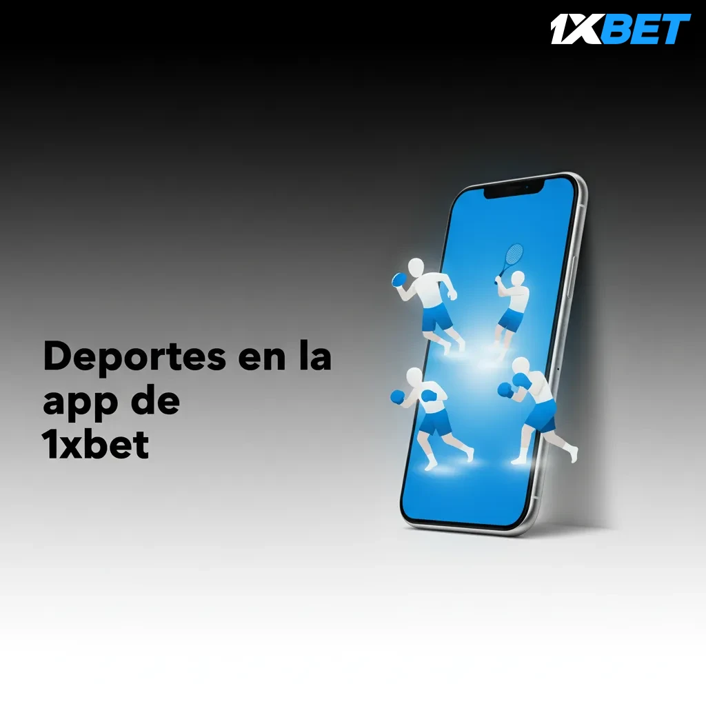 Interfaz de la app 1xbet con apuestas en vivo y prepartido, cuotas, estadísticas y deportes como fútbol, tenis y eSports.