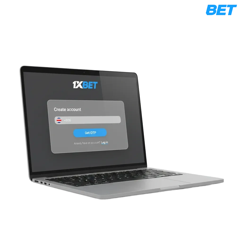 Banner de registro 1xbet Costa Rica con bono de bienvenida de 70 000 CRC para casino y apuestas.