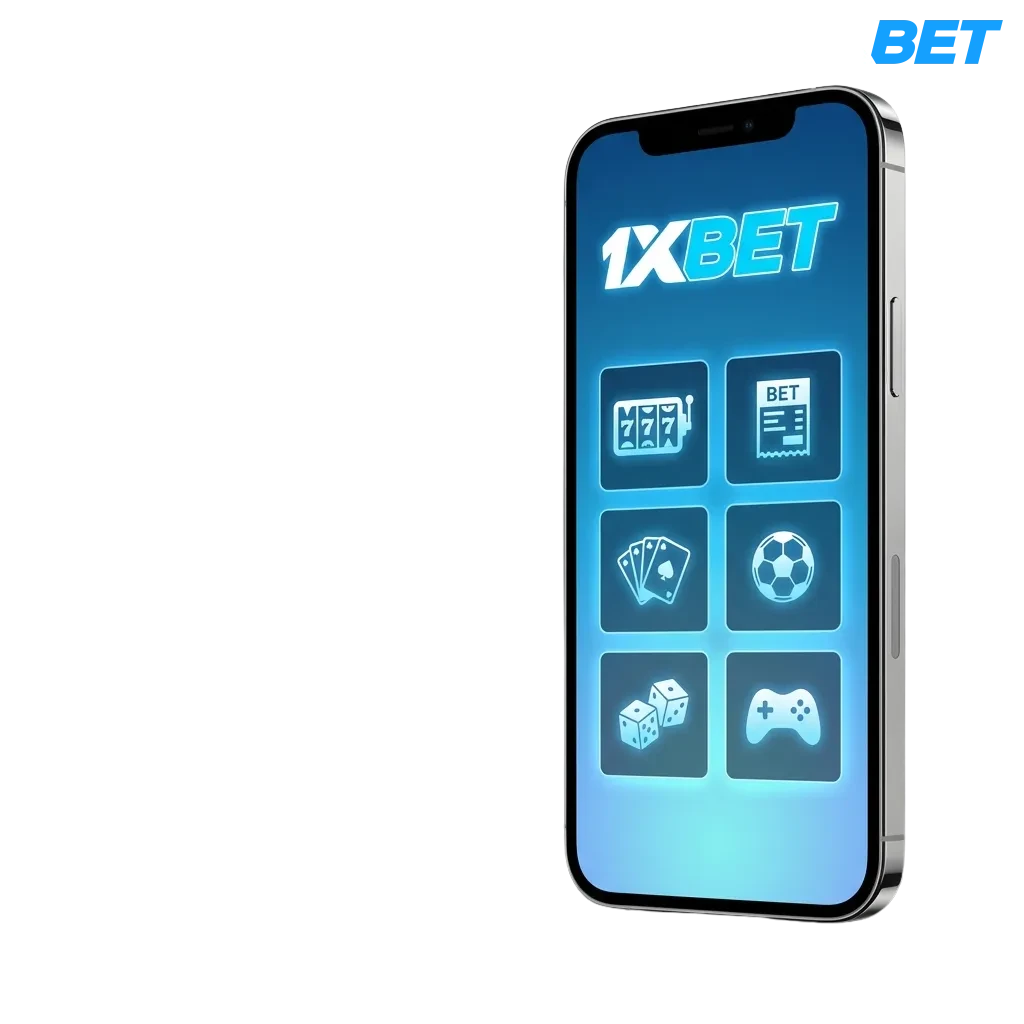 App móvil 1xbet para Android mostrando opciones de apuestas deportivas y casino disponibles para descarga gratuita