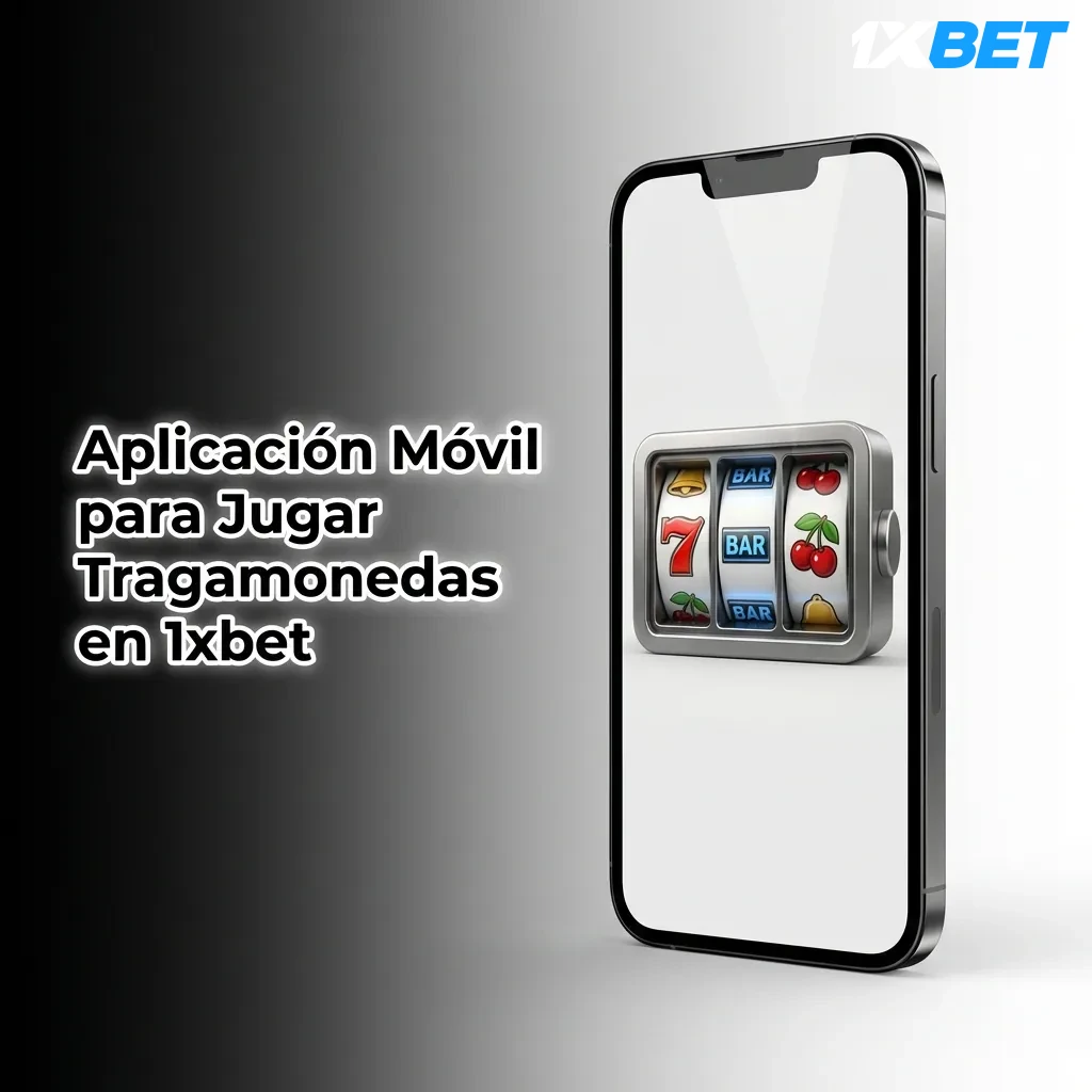 Smartphone displaying 1xbet mobile app interface with slot machines and game controls on screen
