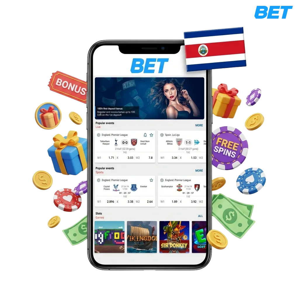 1xbet app en iPhone mostrando apuestas deportivas y juegos de casino para usuarios en Costa Rica