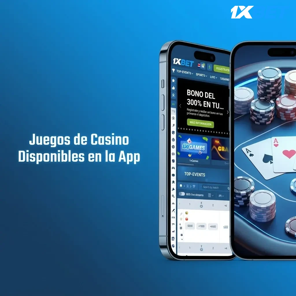 Juegos de casino en app 1xbet: tragamonedas, ruleta en vivo, blackjack, baccarat y más para iOS