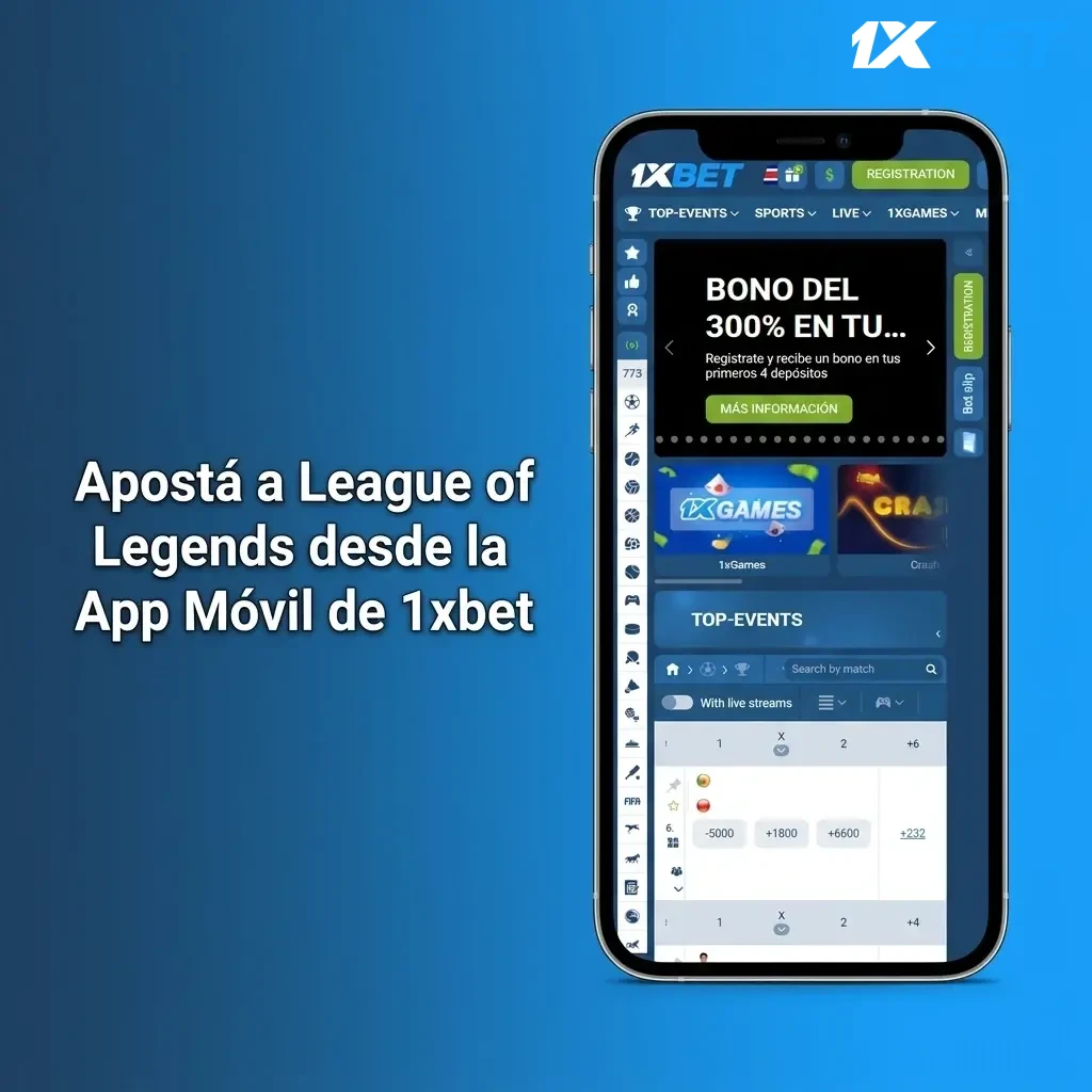 App móvil de 1xbet para apostar en League of Legends desde Android e iOS en Costa Rica
